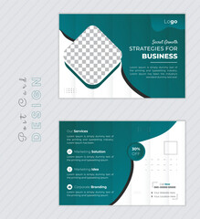 Professional Postcard Template, Corporate Business Postcard Layout