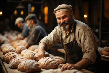 Ingelijste posters workers team on bread factory © Наталья Добровольска