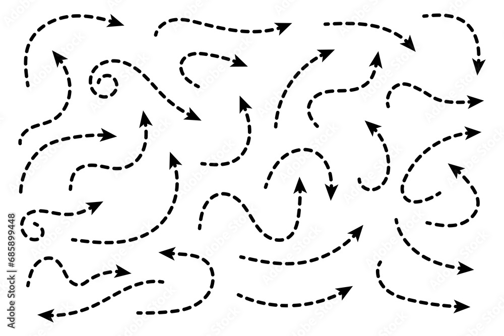 Poster curved dotted arrow. zigzag arrow stripes design with dotted lines.
