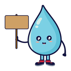 water day character with signboard