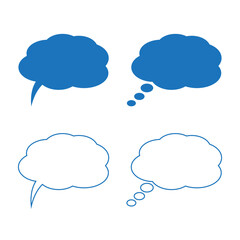Speech or think bubble, empty communication cloud. Vector design element.