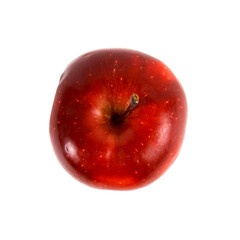 Red apple fruit isolated on transparent background PNG. Top view