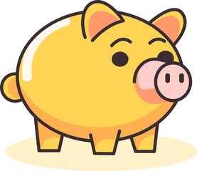 Piggy Bank Vibrant Flat Picture. Perfect for different cards, textile, web sites, apps