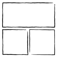 Set of four sloppy hand drawn rectangles isolated on transparent background. Thin outline. Collection of frames.