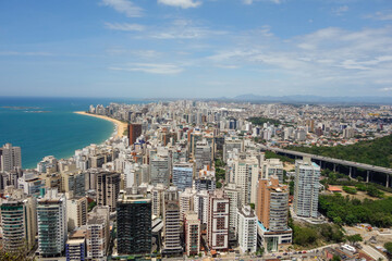 aerial view of Vila Velha cityscape and beachfront buildings, in Espirito Santo state, Brazil