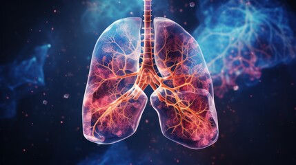 Human lung anatomy drawing - obrazy, fototapety, plakaty
