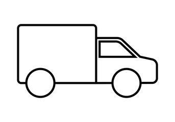 Icono negro de camión en fondo blanco.
