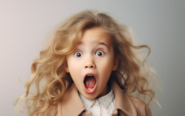 Funny child girl making funny face