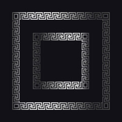 Fototapeta premium Greek silver frames on a black background, vector