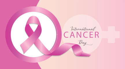 Breast cancer awareness month horizontal banner template design. Editable banner with pink ribbon illustration in colorful background.