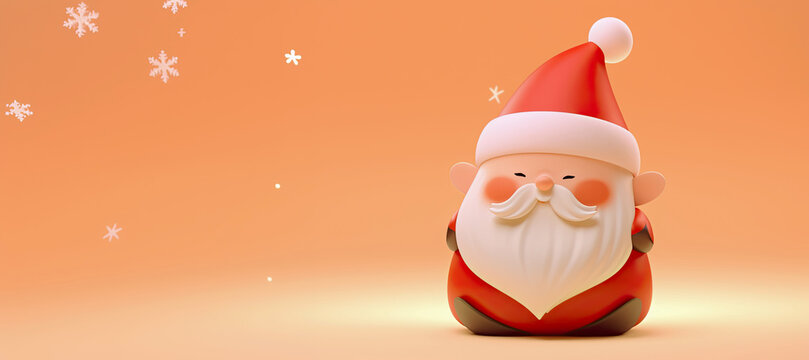 Cute gnomes in snowfall. 3d Xmas or New Year's elf in cartoon style. Cute Christmas Santa gnome elf.