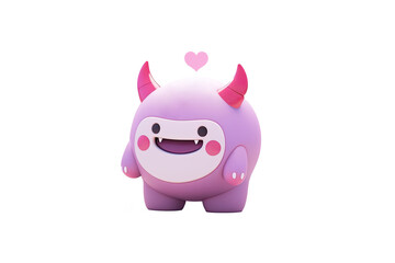 Adorable monster with heart. Cute valentines monster. Cute fluffy creature with a heart. Valentines day card. Isolated