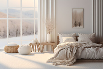 Fototapeta na wymiar Modern bedroom interior design scandinavian style