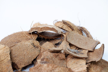 Coconut shell, material for making briquettes