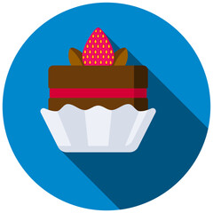 CupCake Icon In Rounded Flat Design Style Vector Illustration