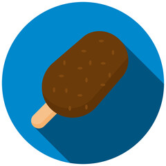 Chocolate Ice Cream Stick Icon In Rounded Flat Design Style Vector Illustration
