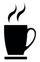 Cup of coffee and tea with smoke. Hot drink icon on transparent background. Vector illustration