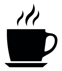 Cup of coffee and tea with smoke. Hot drink icon on transparent background. Vector illustration