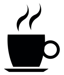 Cup of coffee and tea with smoke. Hot drink icon on transparent background. Vector illustration