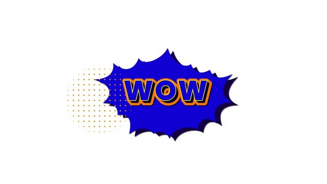 wow comic pop art text animation. wow comic text speech balloon animation