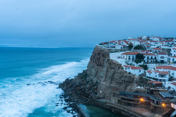 Azenhas do Mar Viewpoint.on Cloudy Evening. Portugal