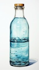 Clarity in glass: water bottle with cork stopper.