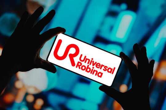 November 29, 2023, Brazil. In this photo illustration, the Universal Robina logo is displayed on a smartphone screen.