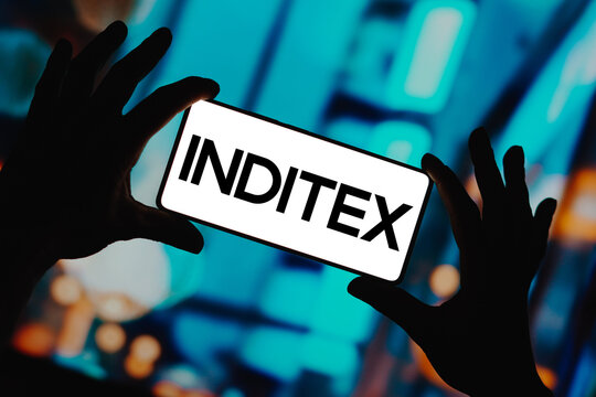November 29, 2023, Brazil. In this photo illustration, the Inditex logo is displayed on a smartphone screen.