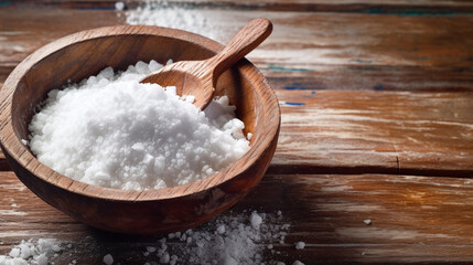 sea salt in a wooden bowl