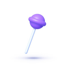 Sweet lollipop 3d on white background. Holiday, birthday. Isolated vector illustration