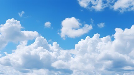 Naklejka na ściany i meble White fluffy clouds against a blue sky
