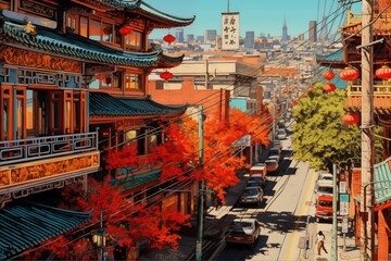 asia urban architecture in autumn, travel destination