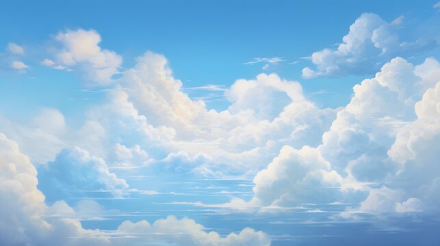 White fluffy clouds against a blue sky
