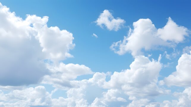 White fluffy clouds against a blue sky