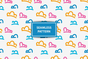 Fun colorful seamless pattern. Creative abstract style art background for children. Trendy texture design with basic shapes. Simple childish doodle wallpaper print set.