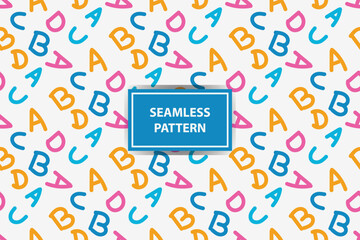 Fun colorful seamless pattern. Creative abstract style art background for children. Trendy texture design with basic shapes. Simple childish doodle wallpaper print set.