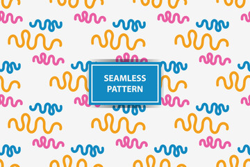 Fun colorful seamless pattern. Creative abstract style art background for children. Trendy texture design with basic shapes. Simple childish doodle wallpaper print set.