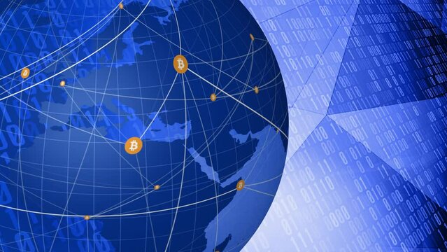 Digital money revolution bitcoin, cryptocurrency investment connecting world's financial technology for high returns in global digital market