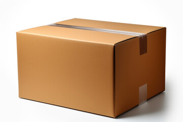 A brown cardboard box with a silver stripe, cardboard packaging mockup.