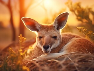 Hypperealistic hd animals. Kangaroo in wild nature. High quality photo. Generated Ai