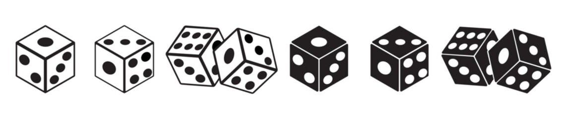 dice icon symbol for chance, possibility, gambling and luck - obrazy, fototapety, plakaty