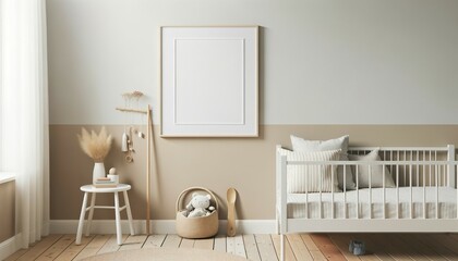 Mockup Frame in Kids Room with Scandinavian Style Decor
