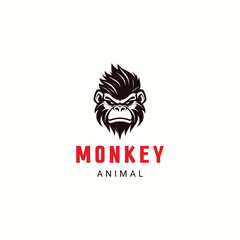 Monkey mascot logo vector. Animal vector illustration. Geek monkey logo