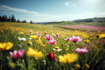 Obraz na płótnie Canvas Beautiful meadow full of spring flowers