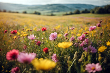 Beautiful meadow full of spring flowers - Powered by Adobe
