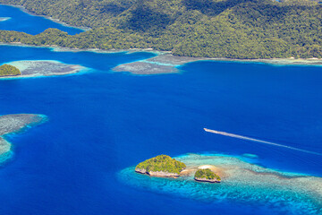 Aerial view of Palau Island taken from a small plane