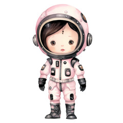 Cute Woman Astronaut Suit Watercolor Clipart Illustration