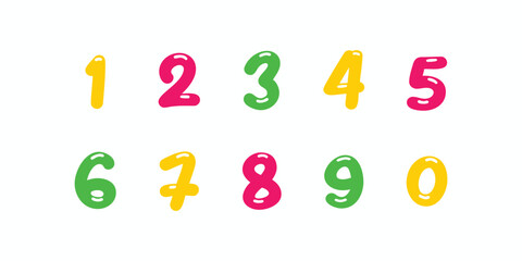 Number set vector font alphabet, modern dynamic flat design with brilliant colorful for your unique elements design.
