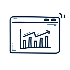 Hand drawn business graph doodle line illustration. business graph doodle icon vector.