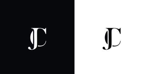 Abstract Creative Letter JC element logo Design in black and white color - obrazy, fototapety, plakaty